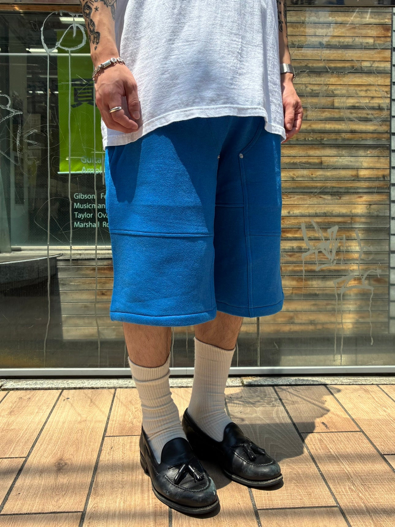 REMAKE  SWEATS DOUBLE KNEE SHORTS