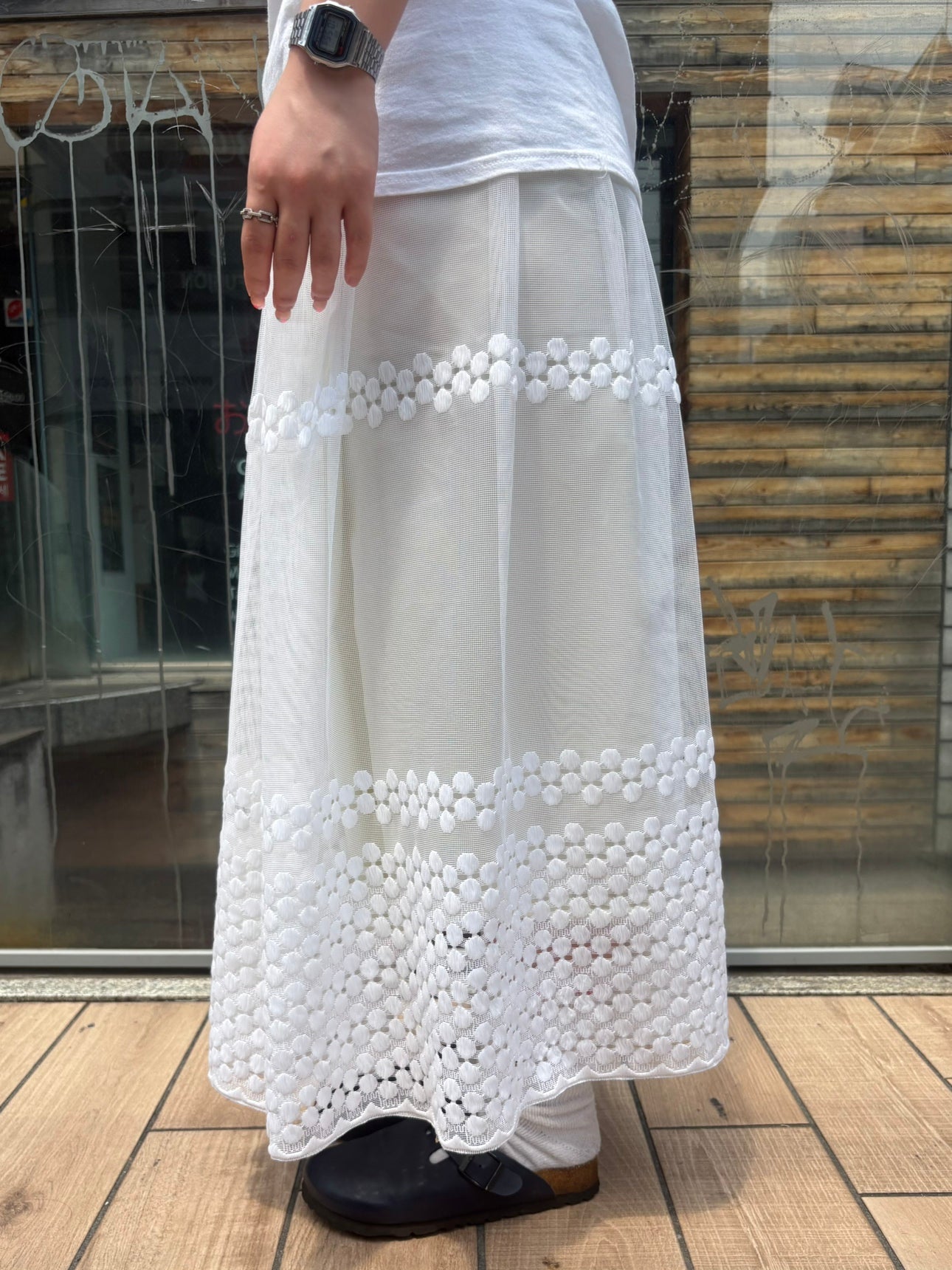 REMAKE LACE LONG SKIRT