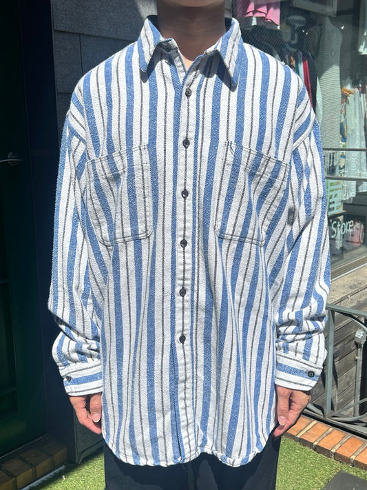 90's「St. John’s Bay」USA製 ストライプ コットンシャツ