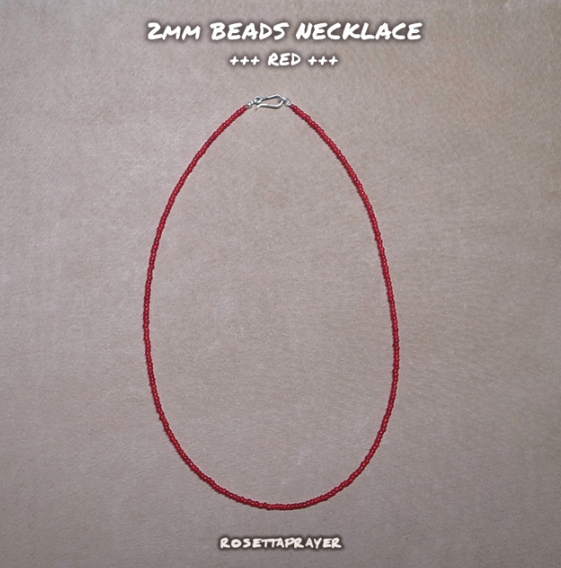 2mm BEADS NECKLACE- RED 50cm / ROSETTAPRAYER