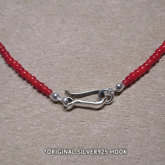 2mm BEADS NECKLACE- RED 50cm / ROSETTAPRAYER