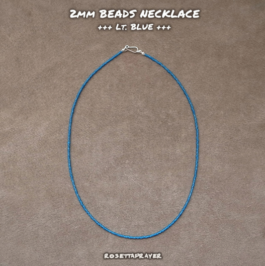 2mm BEADS NECKLACE- Lt. BLUE 50cm / ROSETTAPRAYER