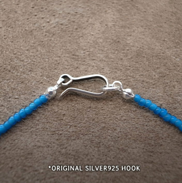 2mm BEADS NECKLACE- Lt. BLUE 50cm / ROSETTAPRAYER