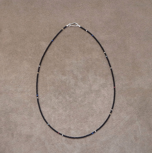 2mm BEADS NECKLACE- MAT BLACK 50cm / ROSETTAPRAYER