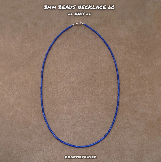 3mm BEADS NECKLACE NAVY 60cm / ROSETTAPRAYER