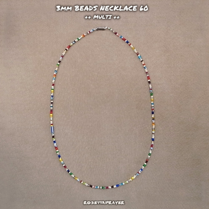 3mm BEADS NECKLACE MULTI 60cm / ROSETTAPRAYER