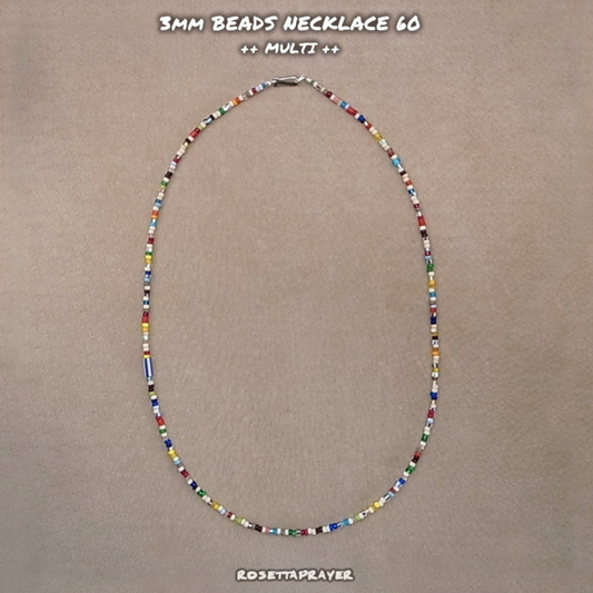 3mm BEADS NECKLACE MULTI 60cm / ROSETTAPRAYER