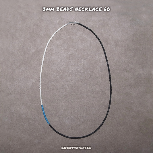 3mm BEADS NECKLACE M. BLACK/LT. BLUE 60cm / ROSETTAPRAYER