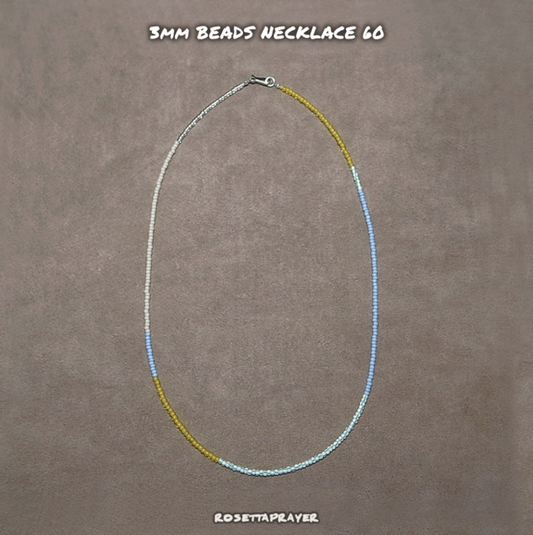 3mm BEADS NECKLACE YELLOW/PALE BLUE 60cm / ROSETTAPRAYER
