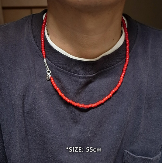 5mm WHITE HEARTS BEADS NECKLACE 55cm / ROSETTAPRAYER