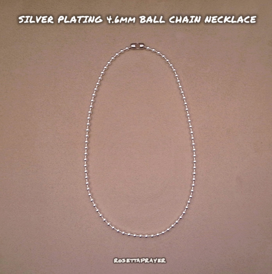 SILVER PLATING 4.6mm BALL CHAIN NECKLACE 50cm / ROSETTAPRAYER