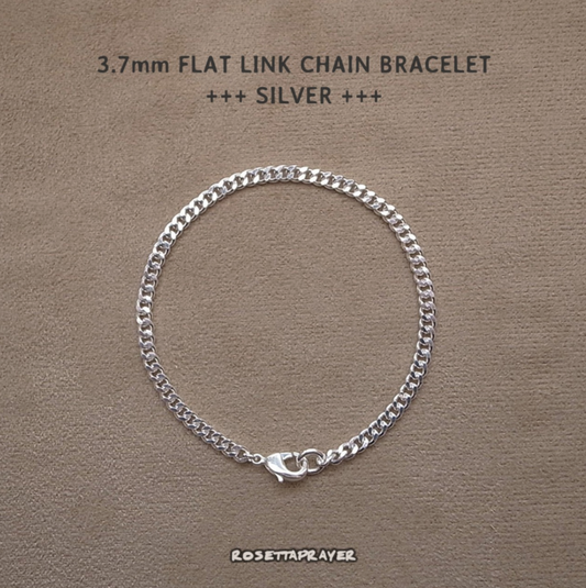 3.7mm FLAT LINK CHAIN BRACELET - SILVER 19cm / ROSETTAPRAYER