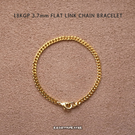 3.7mm FLAT LINK CHAIN BRACELET- 18kgp 19cm / ROSETTAPRAYER