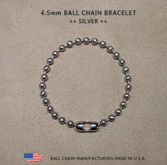 4.5mm BALL CHAIN BRACELET- SILVER- 19cm Made in U.S.A. / ROSETTAPRAYER