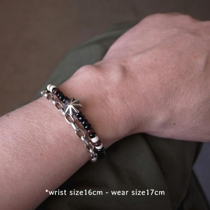 SILVER925 CONCHO & BEADS BRACELET- BLACK・D.BROWN / ROSETTAPRAYER②
