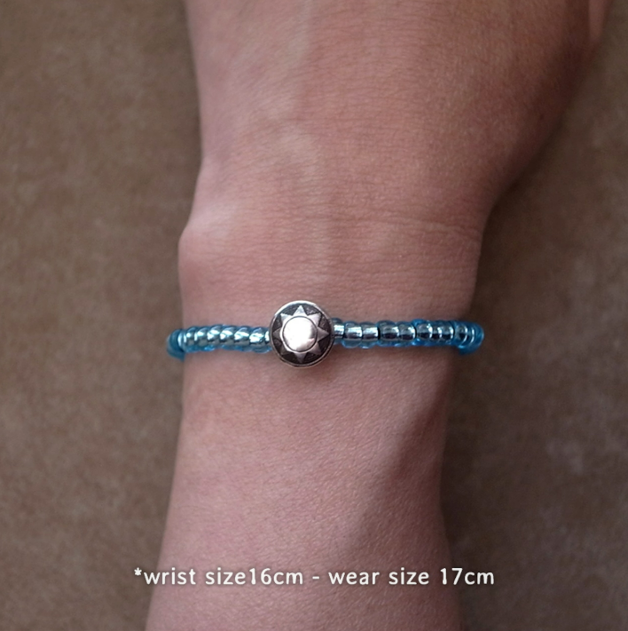 SILVER925 CONCHO & BEADS BRACELET- AQUA BLUE / ROSETTAPRAYER②