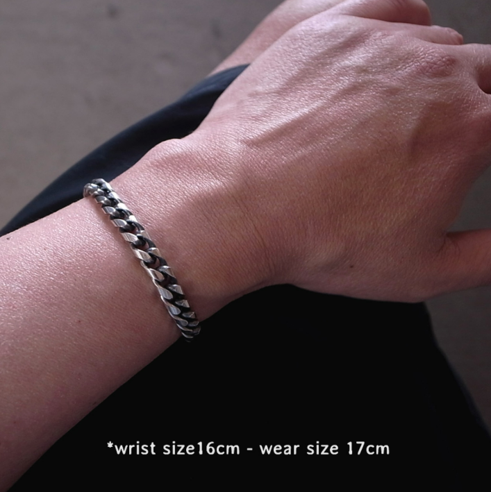 6.5mm FLAT LINK CHAIN BRACELET-SILVER / ROSETTAPRAYER