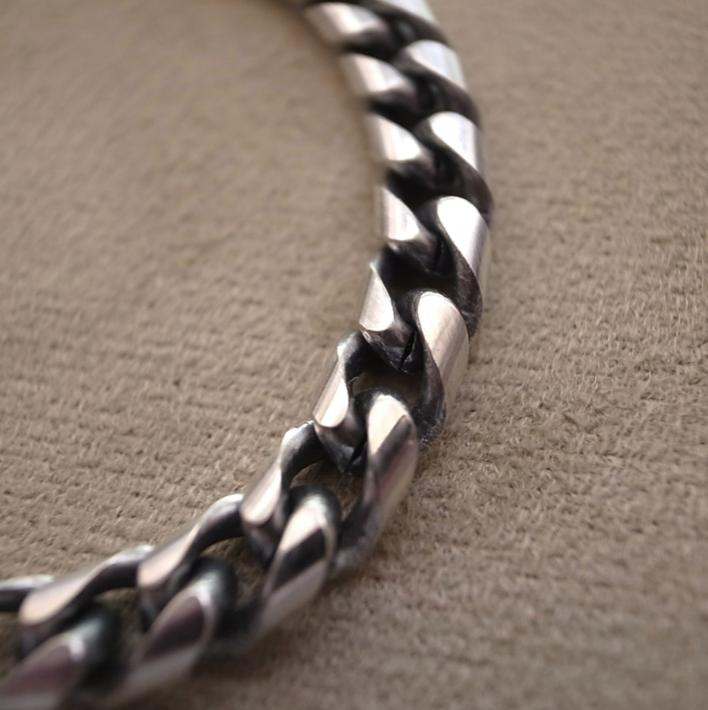 6.5mm FLAT LINK CHAIN BRACELET-SILVER / ROSETTAPRAYER