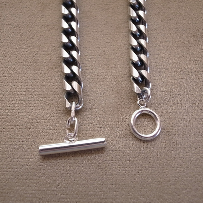 6.5mm FLAT LINK CHAIN BRACELET-SILVER / ROSETTAPRAYER