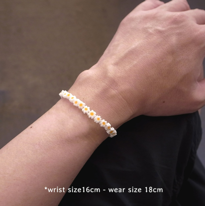 MILLEFIORI FLOWER BEADS BRACELET- WHITE FLOWER / ROSETTAPRAYER