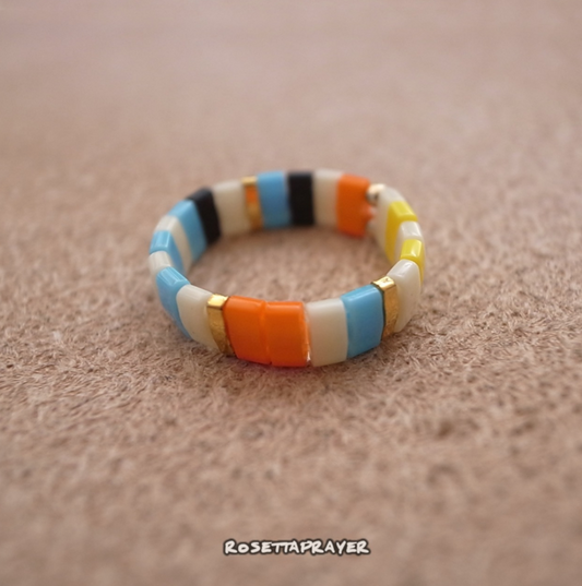 TILA BEADS RING- ORAGExGOLD / ROSETTAPRAYER