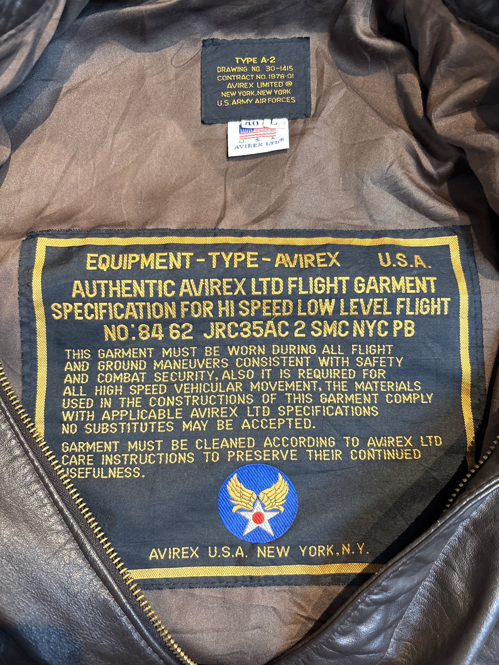 70's~80's 「AVIREX」 TYPE A-2 レザーフライトジャケット