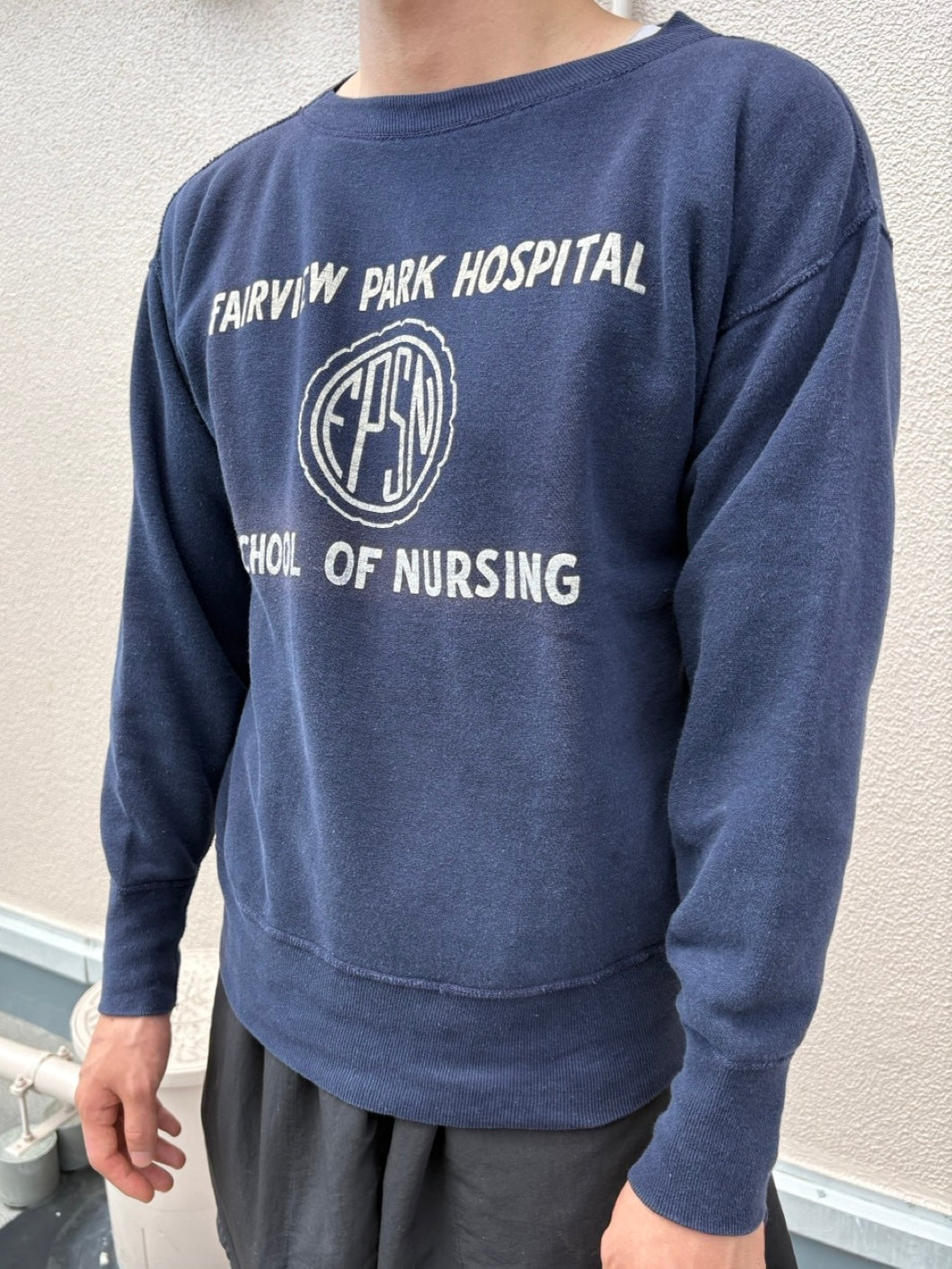 60's「FAIRVIEW PARK HOSPITAL SCHOOL OF NURSING」ラバープリントスウェット