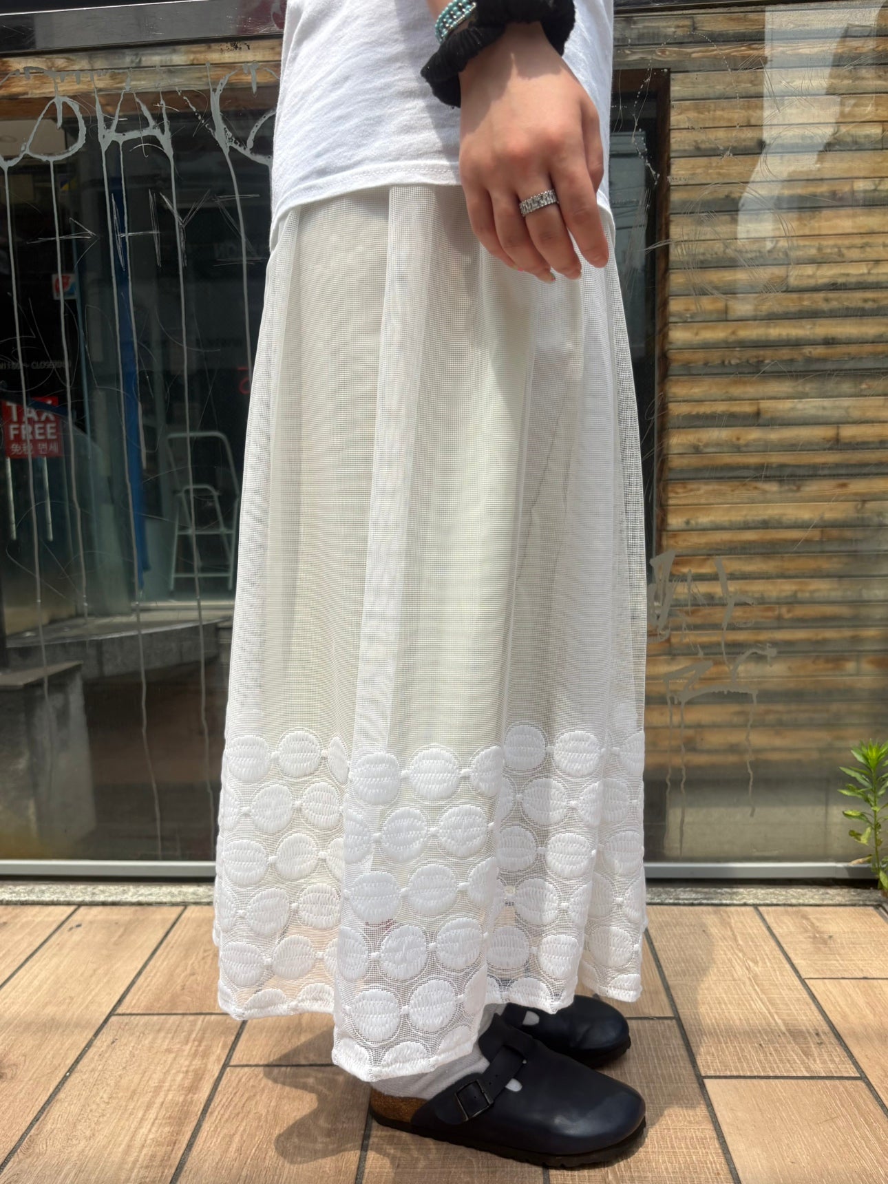 REMAKE LACE LONG SKIRT