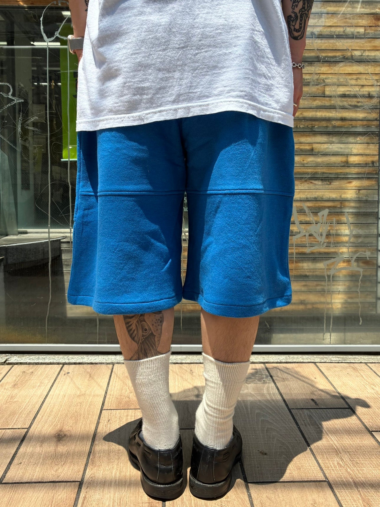 REMAKE  SWEATS DOUBLE KNEE SHORTS