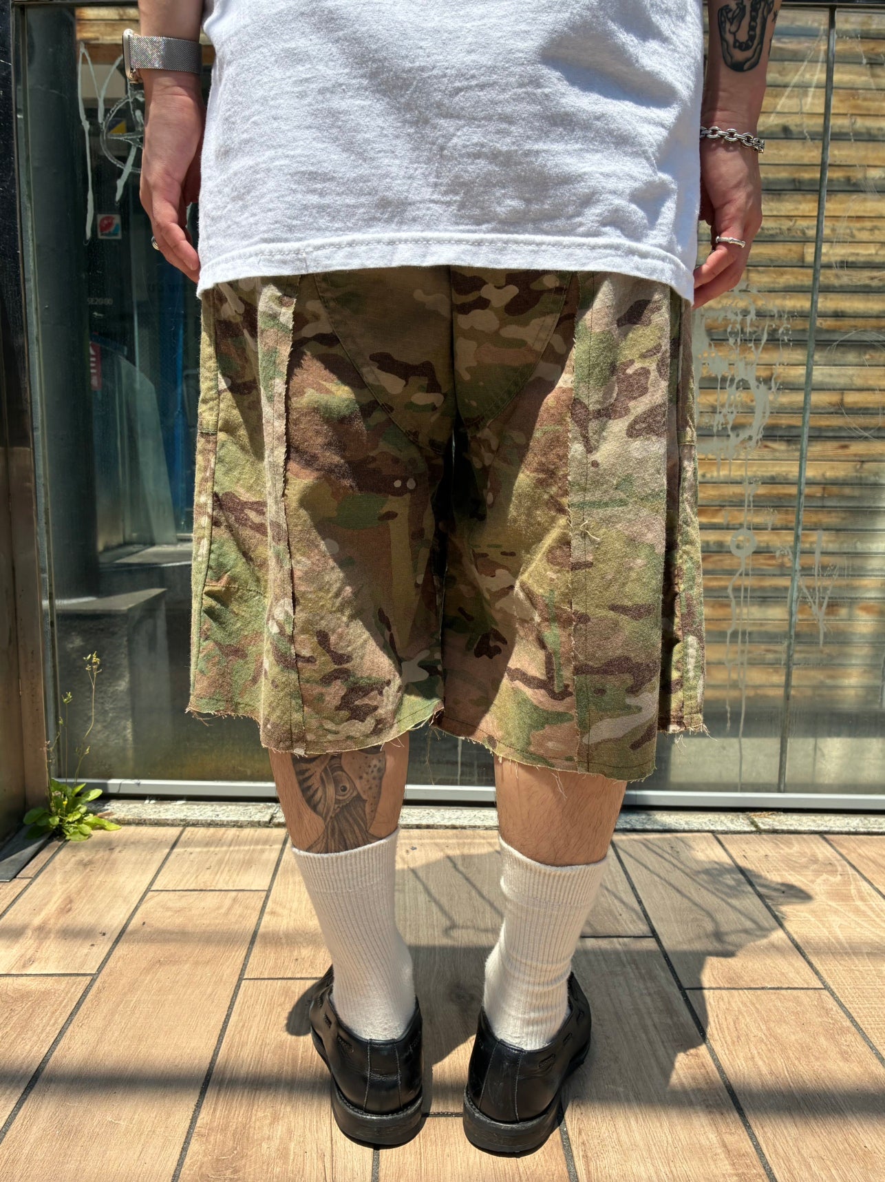 REMAKE  ARMY DOUBLE KNEE SHORTS