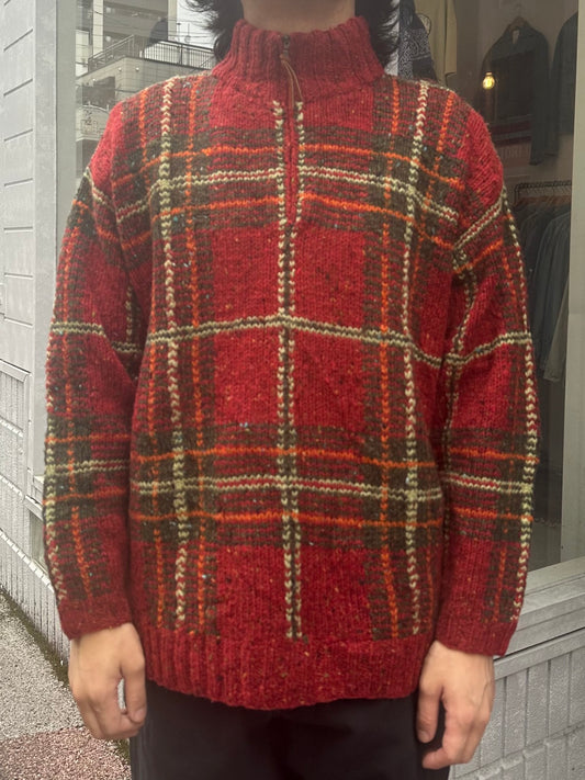 90's RALPH LAUREN「Tartan check」ハーフジップニット