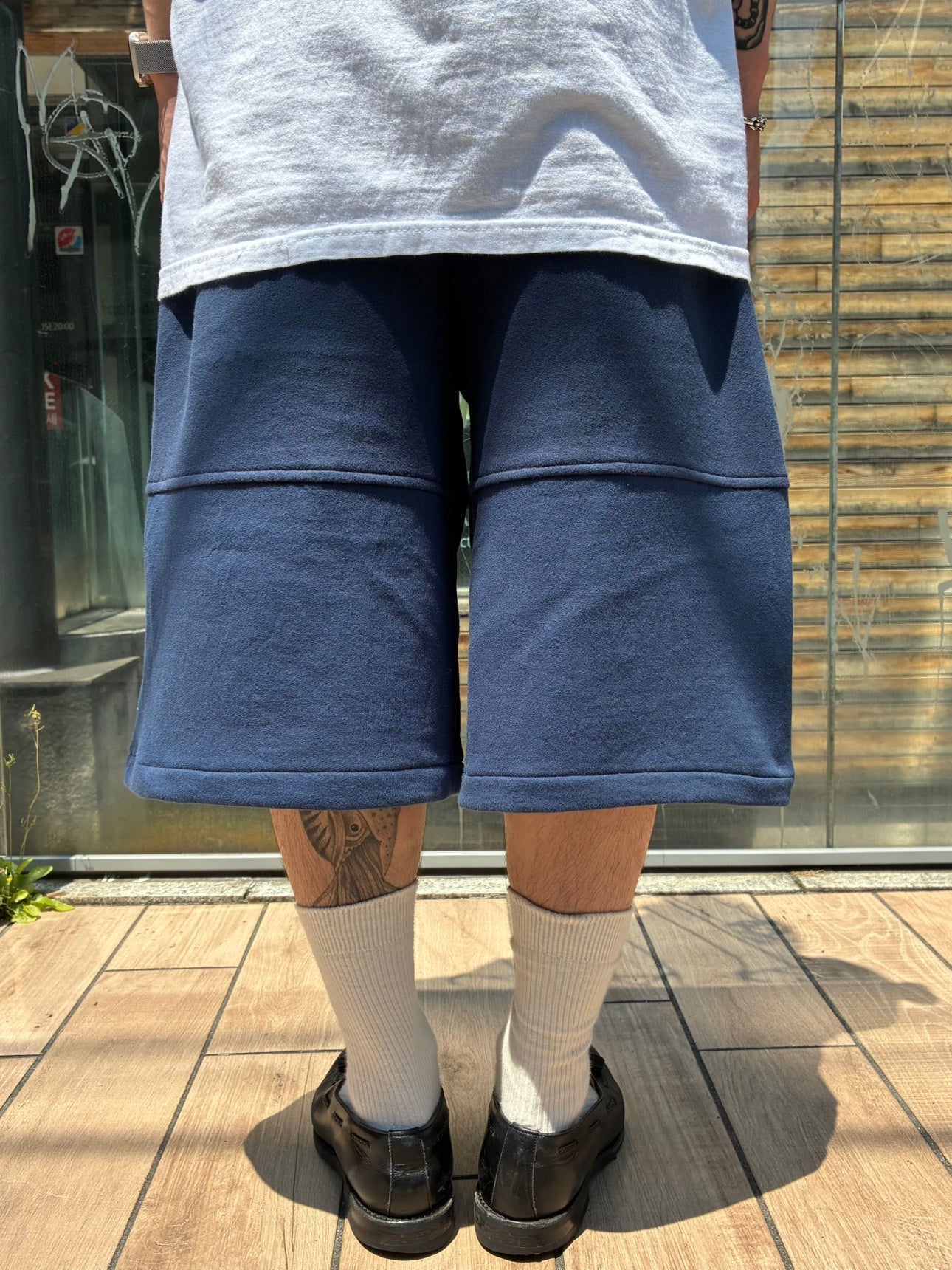 REMAKE  SWEATS DOUBLE KNEE SHORTS