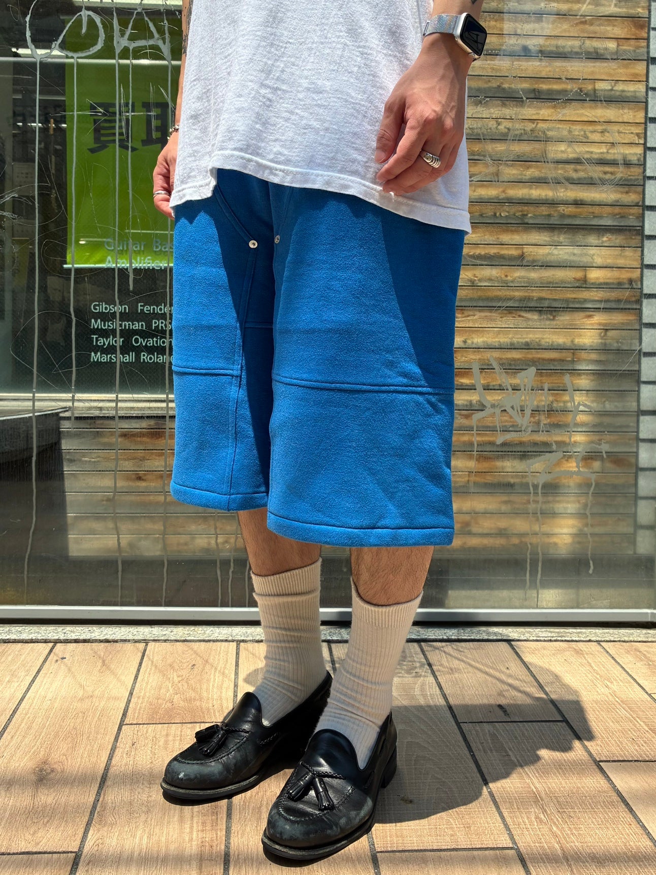 REMAKE  SWEATS DOUBLE KNEE SHORTS