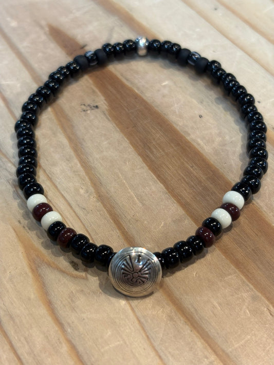 SILVER925 CONCHO & BEADS BRACELET- BLACK・D.BROWN / ROSETTAPRAYER②