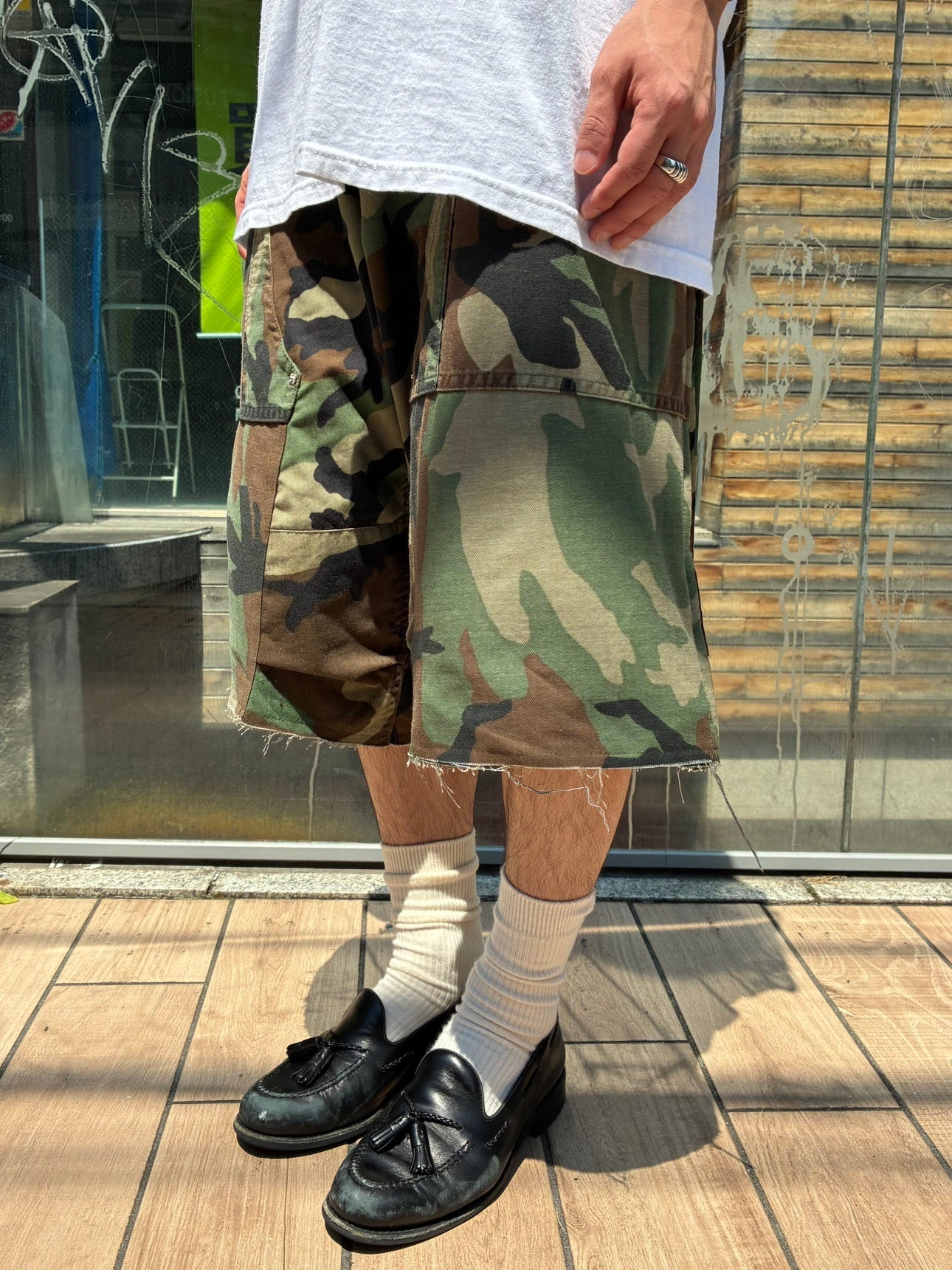 REMAKE ARMY DOUBLE KNEE SHORTS