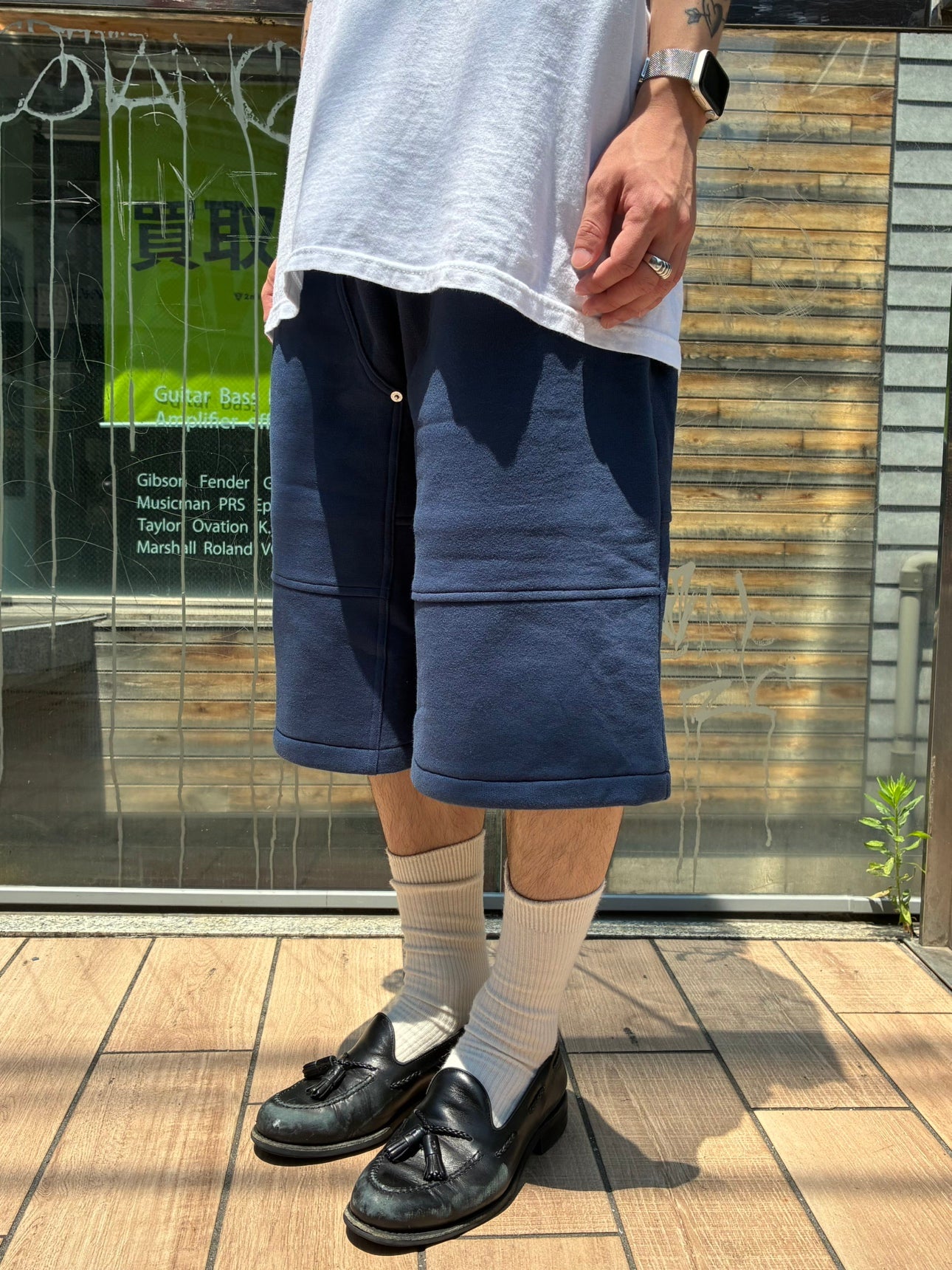 REMAKE  SWEATS DOUBLE KNEE SHORTS