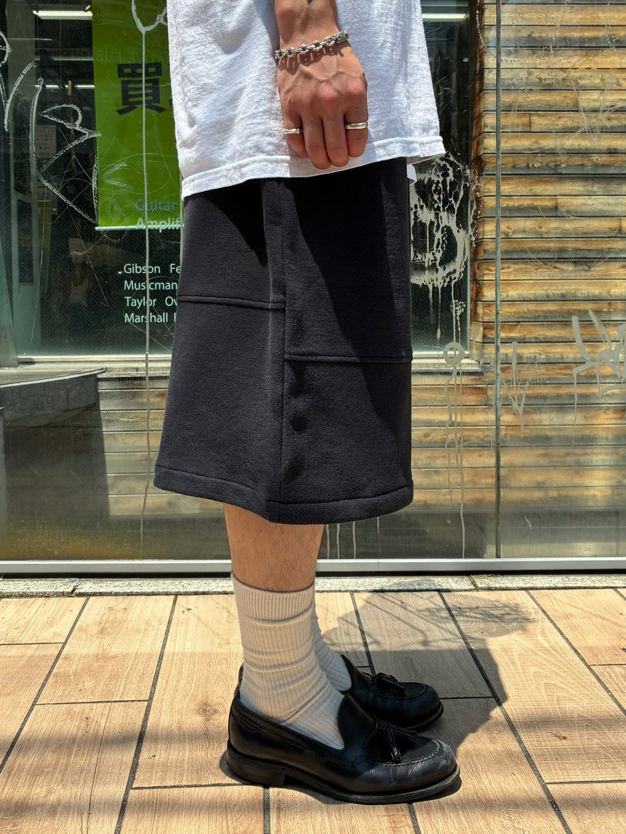 REMAKE  SWEATS DOUBLE KNEE SHORTS