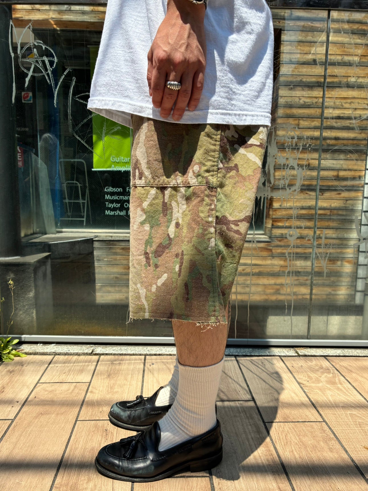 REMAKE  ARMY DOUBLE KNEE SHORTS