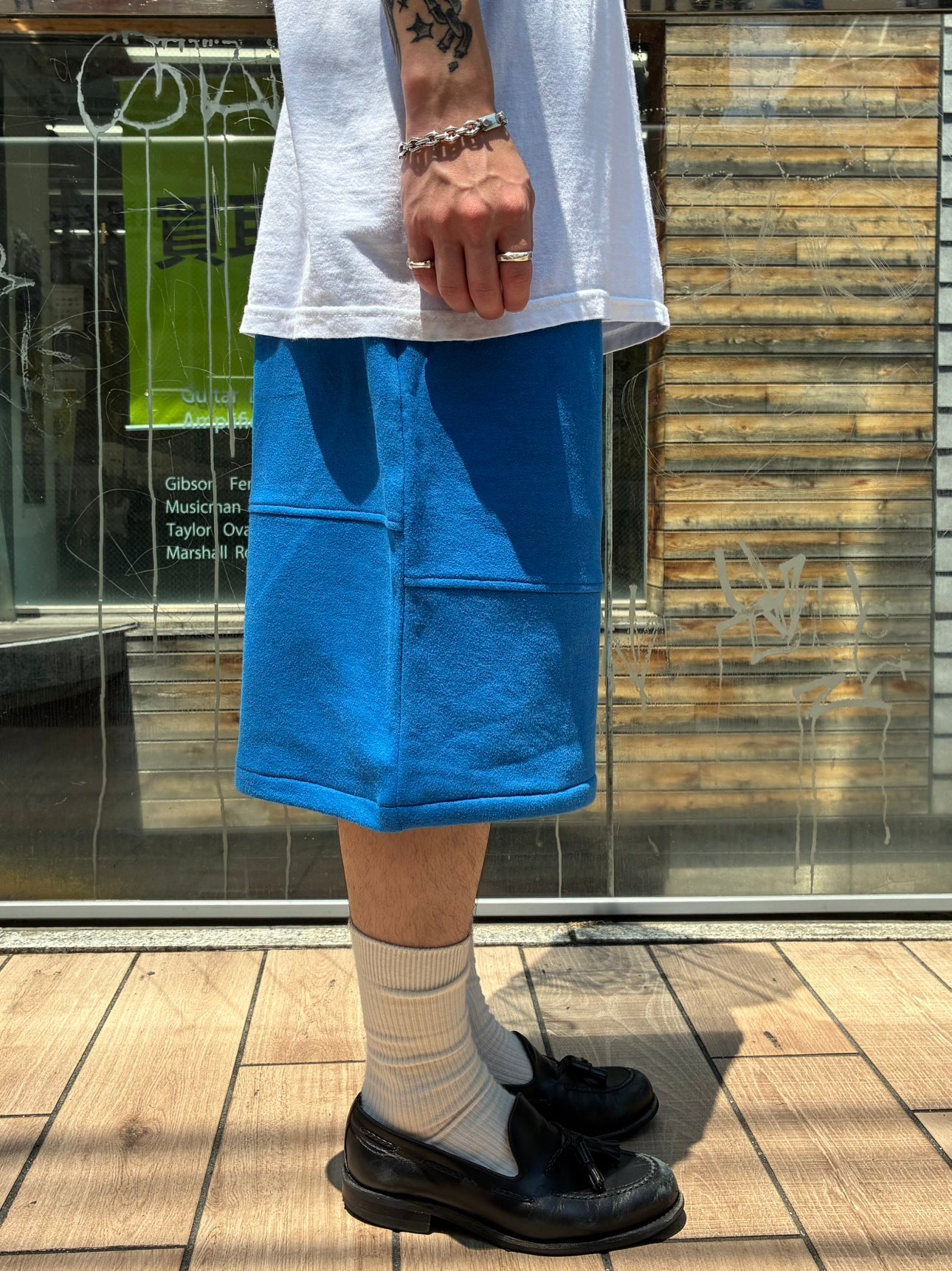 REMAKE  SWEATS DOUBLE KNEE SHORTS