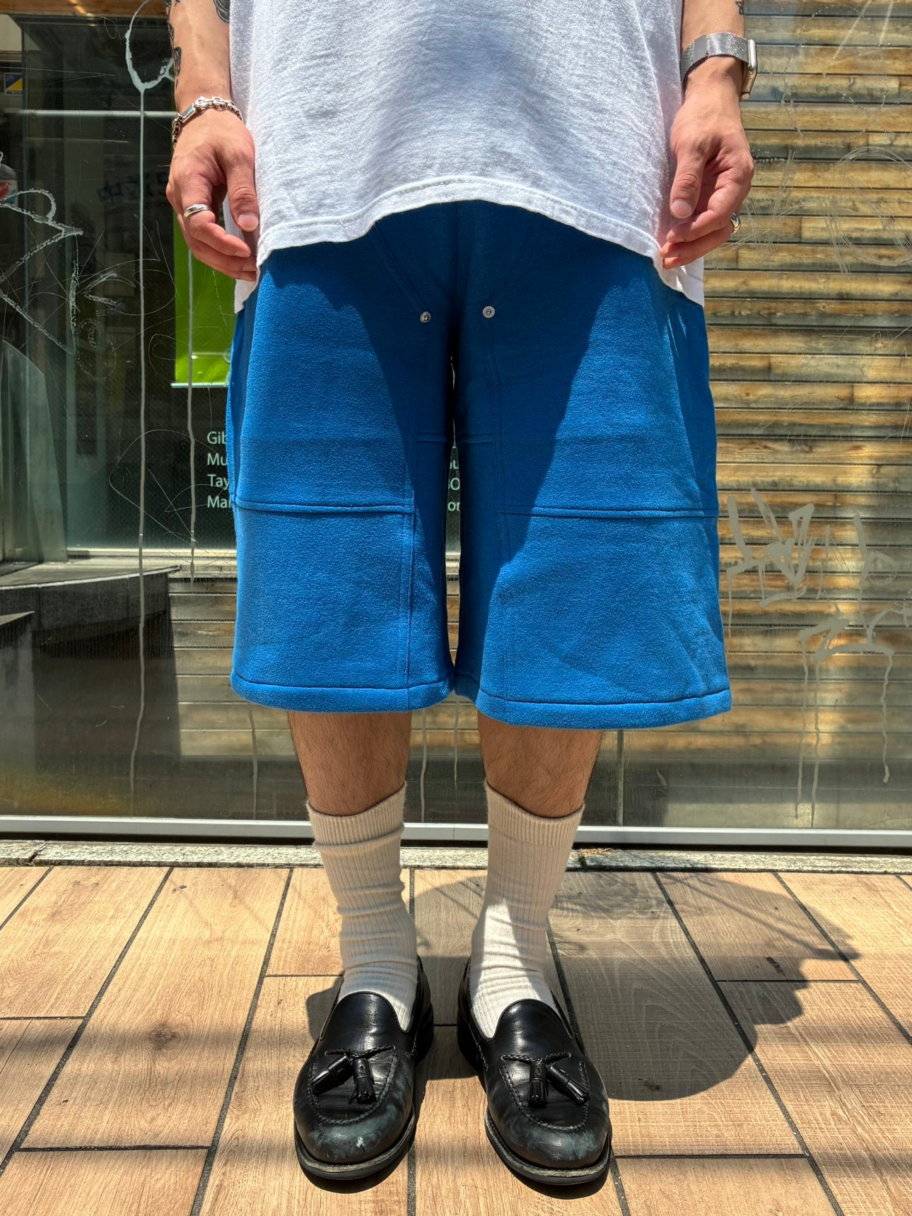 REMAKE  SWEATS DOUBLE KNEE SHORTS