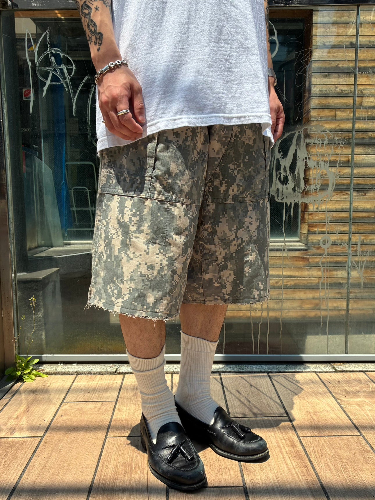 REMAKE ARMY DOUBLE KNEE SHORTS