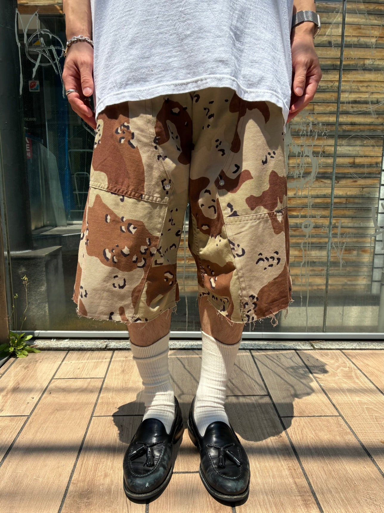 REMAKE  ARMY DOUBLE KNEE SHORTS