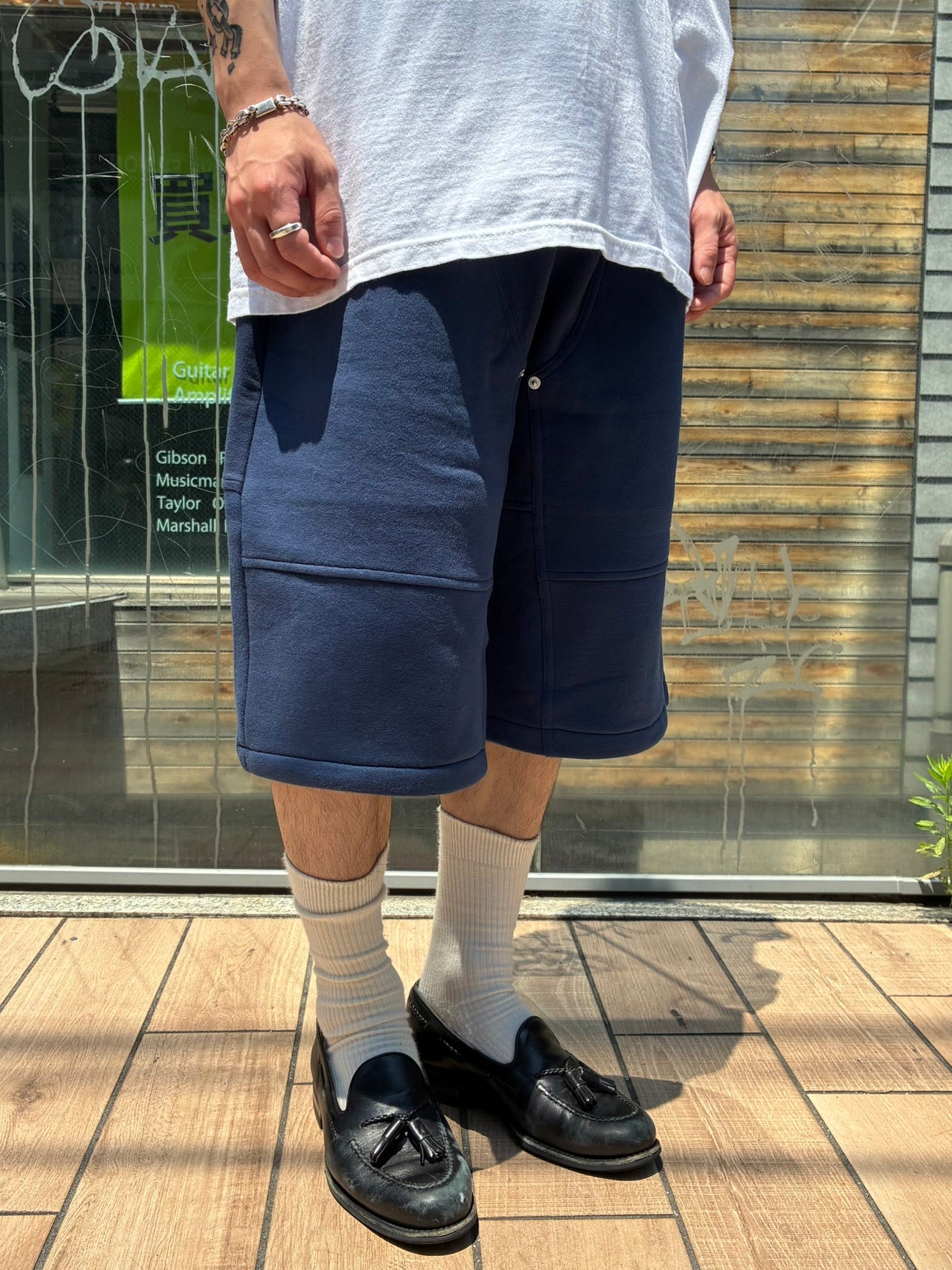 REMAKE  SWEATS DOUBLE KNEE SHORTS