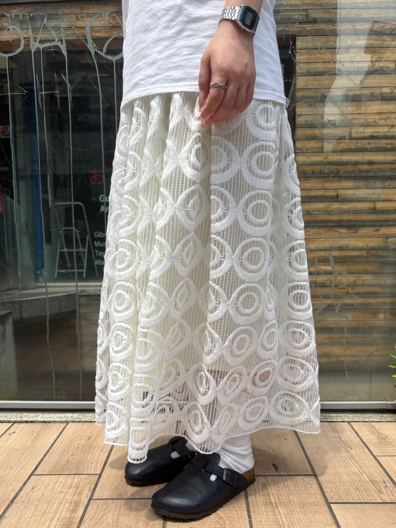 REMAKE LACE LONG SKIRT