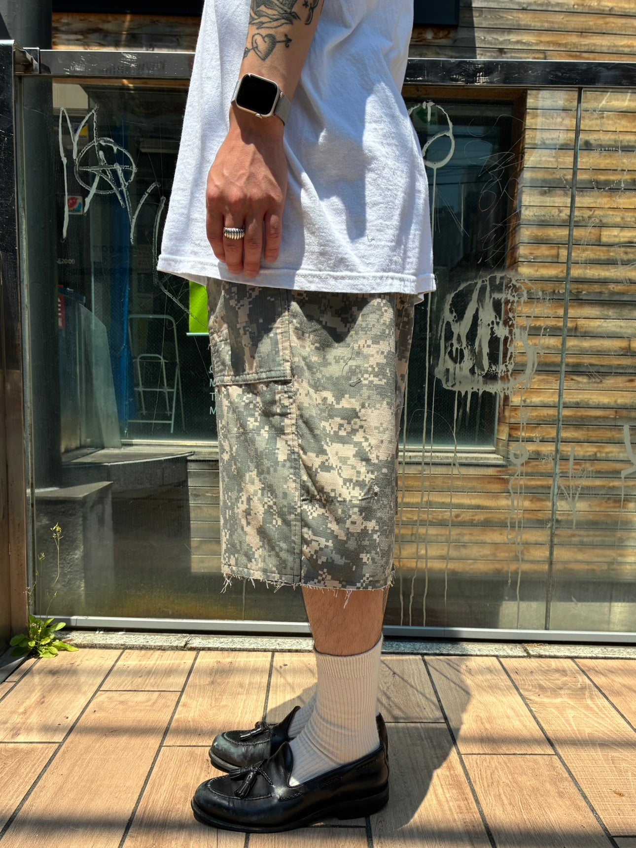 REMAKE ARMY DOUBLE KNEE SHORTS