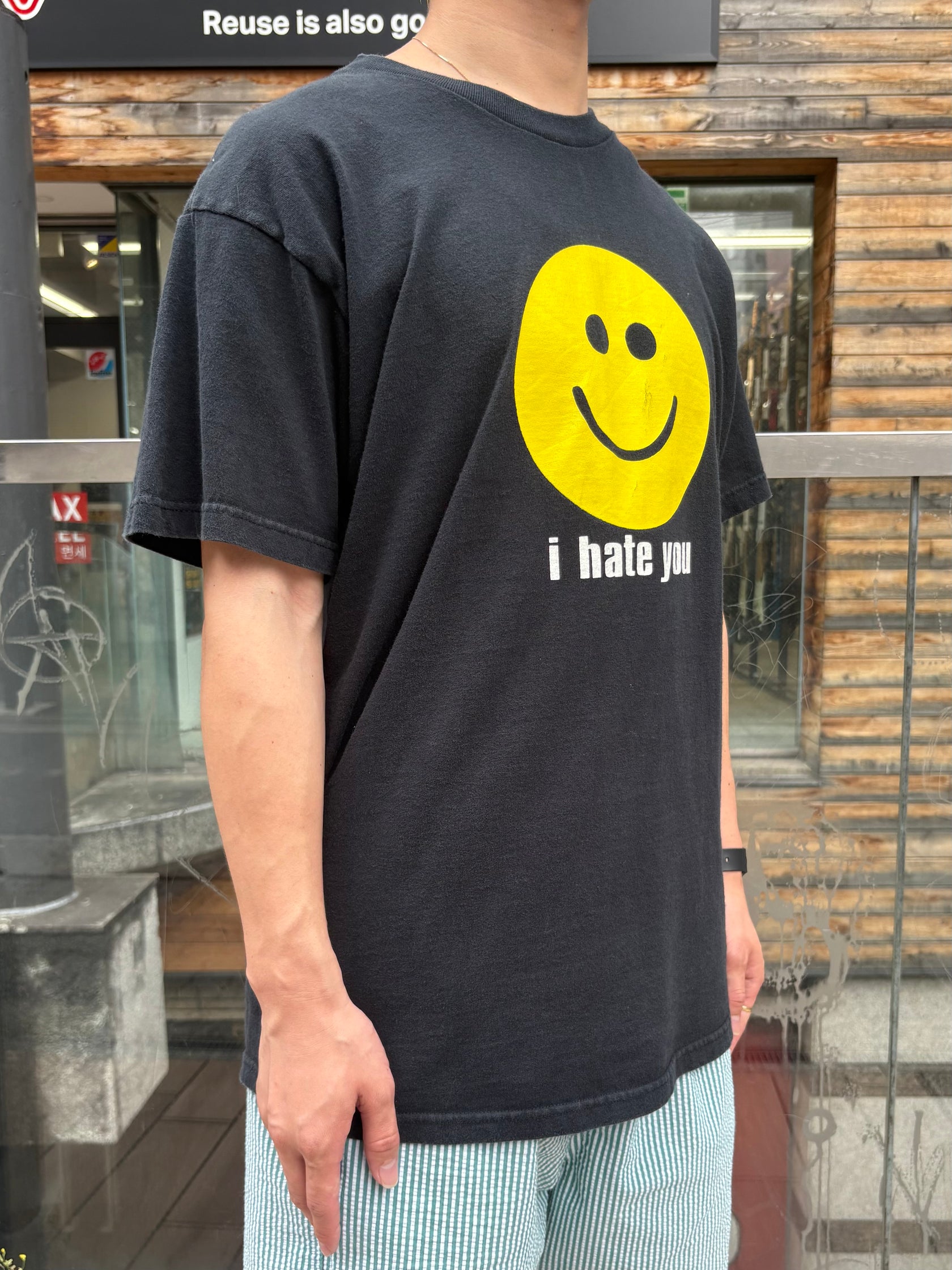 90's「I hate you. smiley face」 グラフィックTシャツ