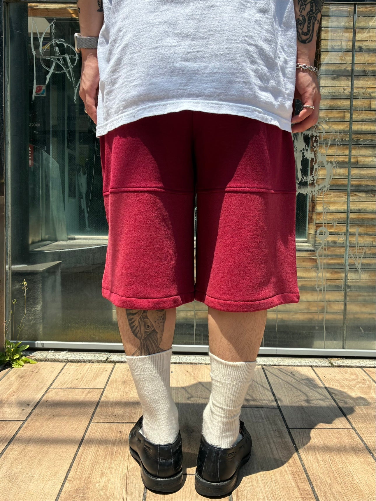 REMAKE  SWEATS DOUBLE KNEE SHORTS