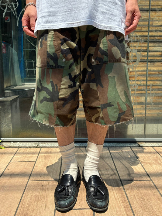 REMAKE  ARMY DOUBLE KNEE SHORTS