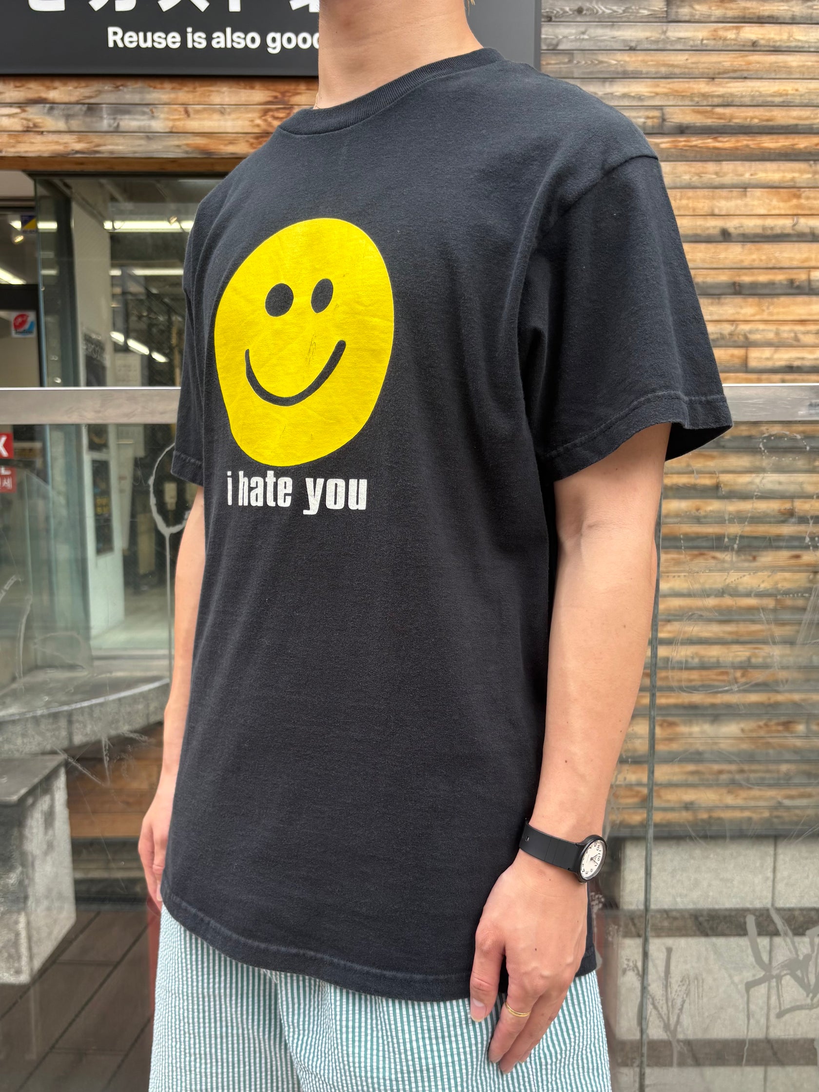 90's「I hate you. smiley face」 グラフィックTシャツ