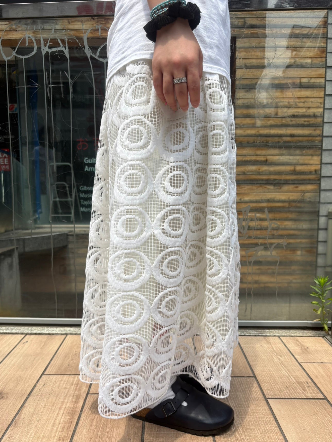 REMAKE LACE LONG SKIRT